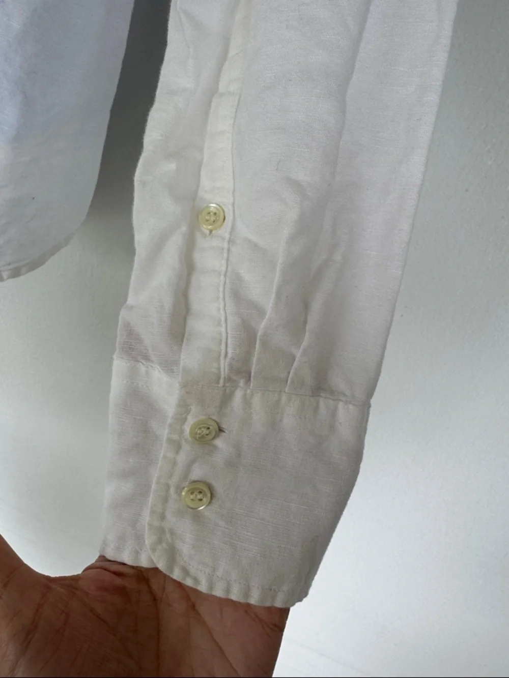 J. Crew Perfect white linen blend collared long sleeve button down shirt size 4P